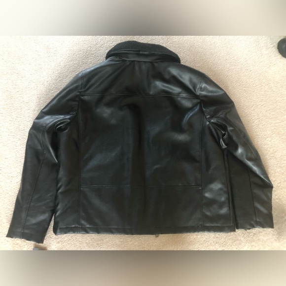 Tommy Hilfiger Faux Leather Jacket Lined Full Zip Coat Black Sz XXL - Picture 2 of 6